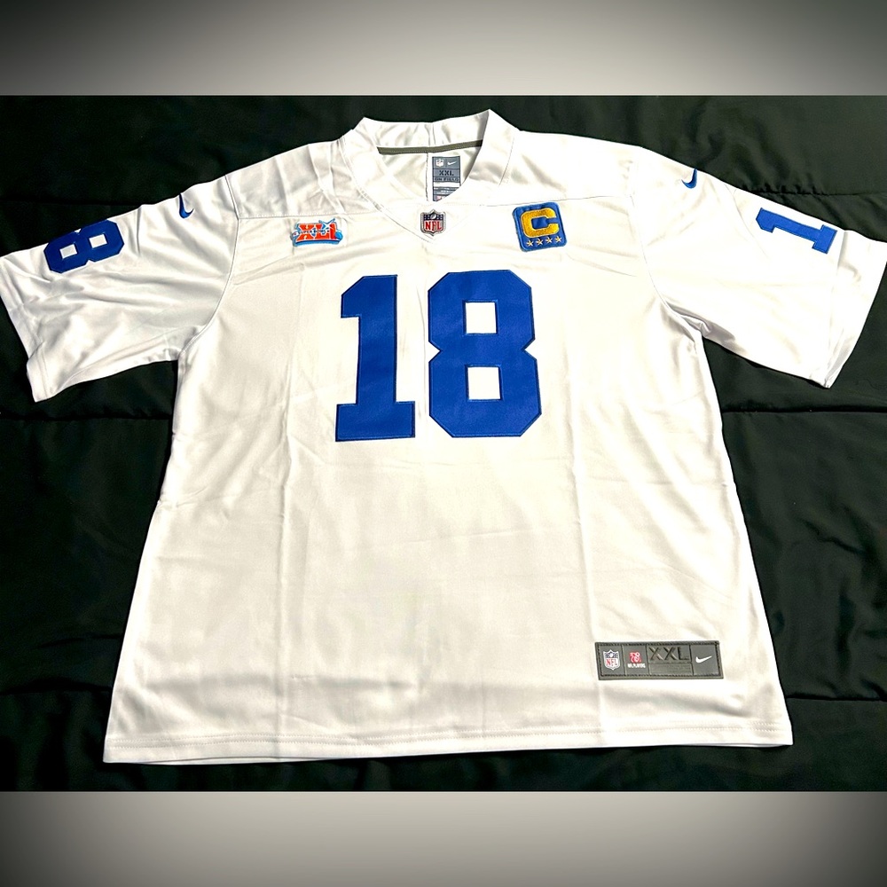 White Jersey with Blue Number 18 Size 2X